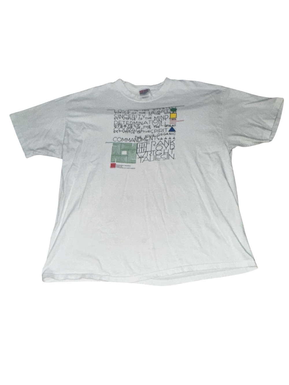 Vintage 1998 Frank Lloyd Wright The Four Organic Commandments Tee